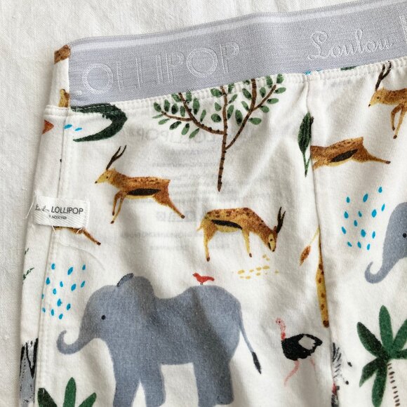 💙2/$25 Loulou Lollipop 12-18 Months Baby Toddler Safari Animals White Pants - Picture 3 of 4